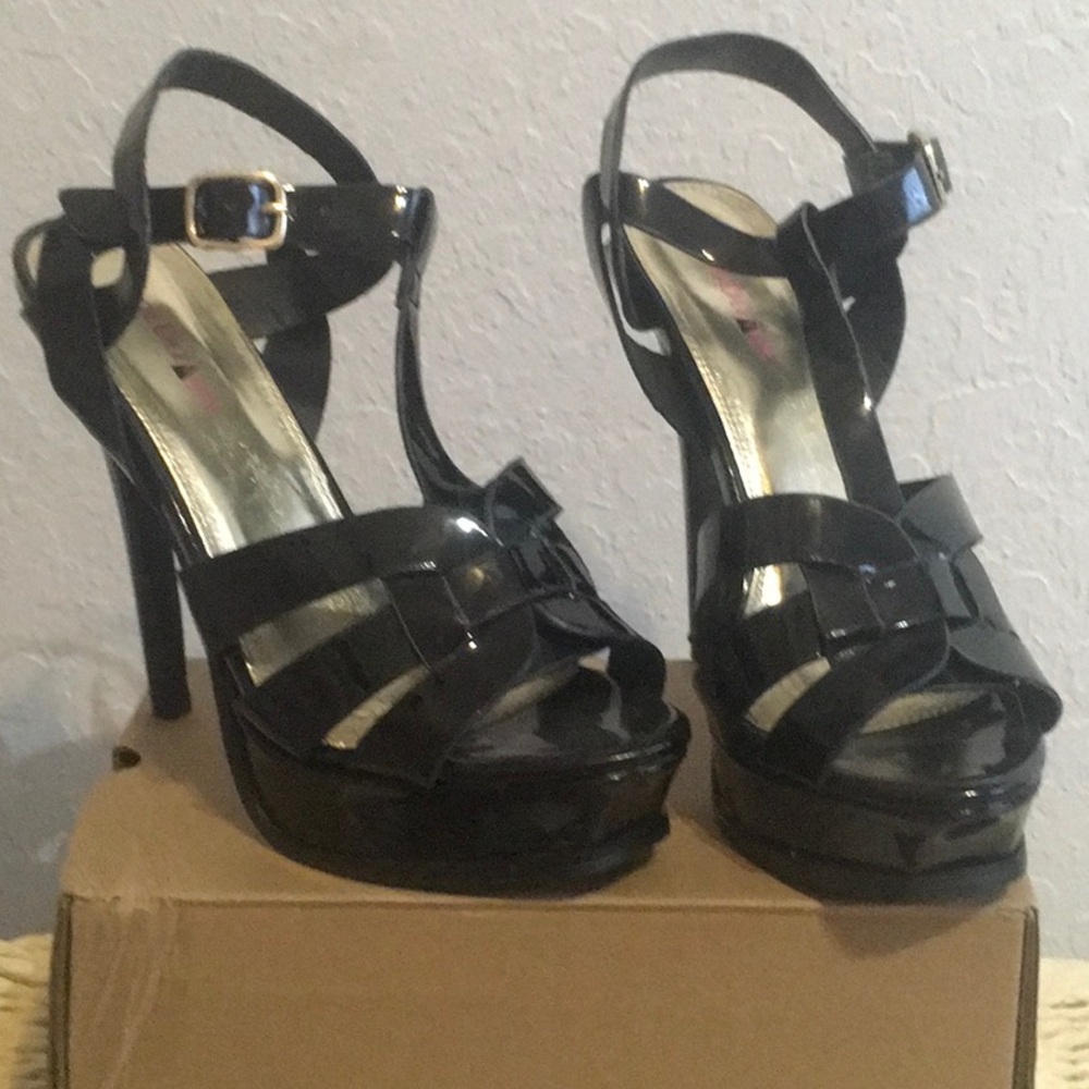 Tribute Black Strappy Heels